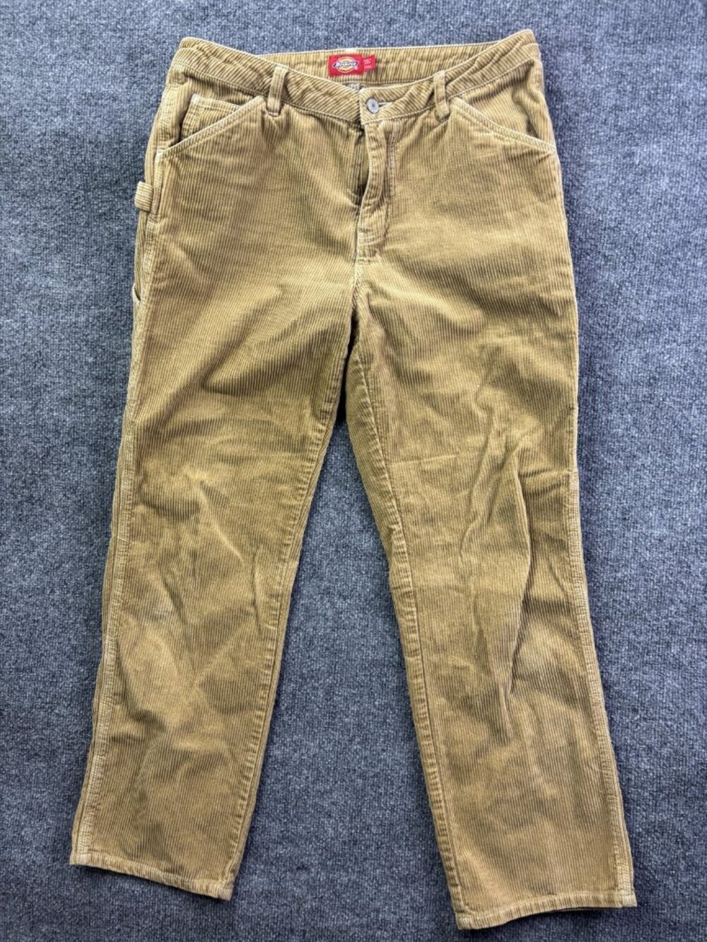 Dickies Carpenter Pants Womens 7/28 Beige Corduroy Pockets Casual Workwear